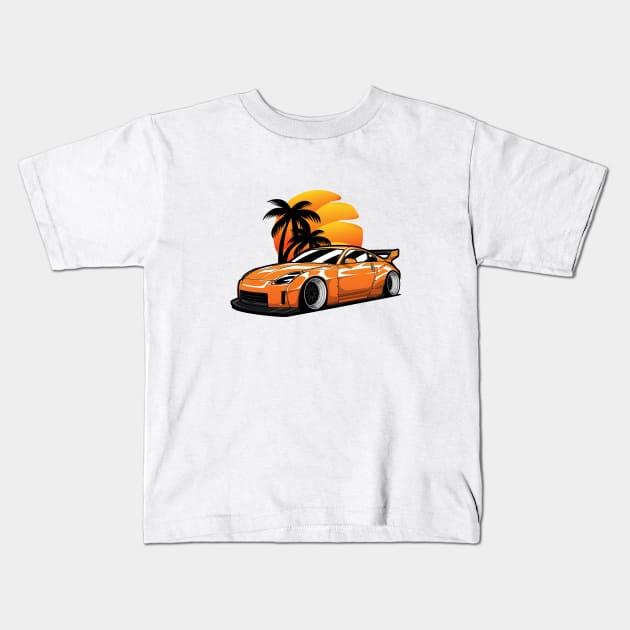 Orange 350Z Fairlady Z widebody JDM Kids T-Shirt by KaroCars